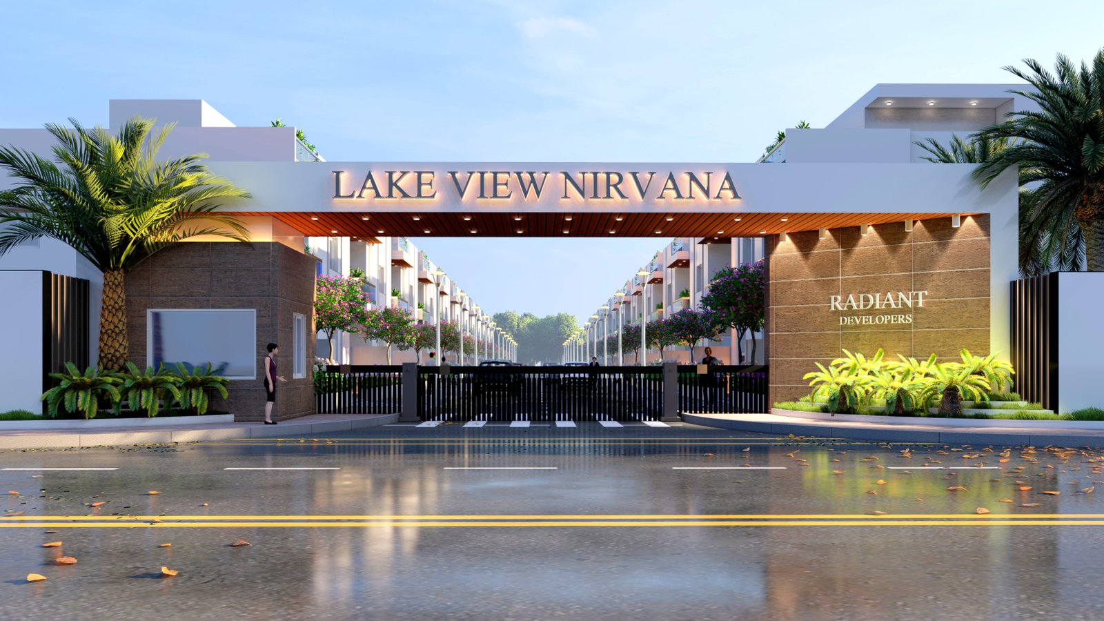 Lake View Nirvana community entrance gate by Radiant Developers, Patancheru Hyderabad