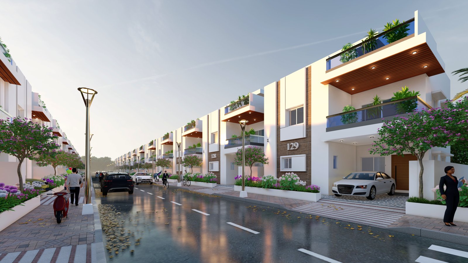 Lake View Nirvana villa close-up showing modern facade and greenery
