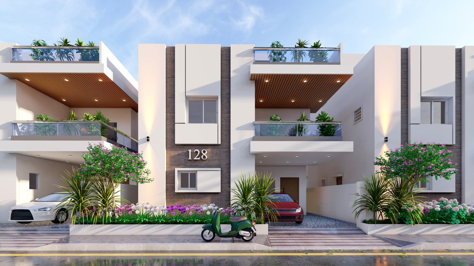 Lake View Nirvana Patancheru ground floor plan — living room, modular kitchen, guest bedroom, puja room and portico layout